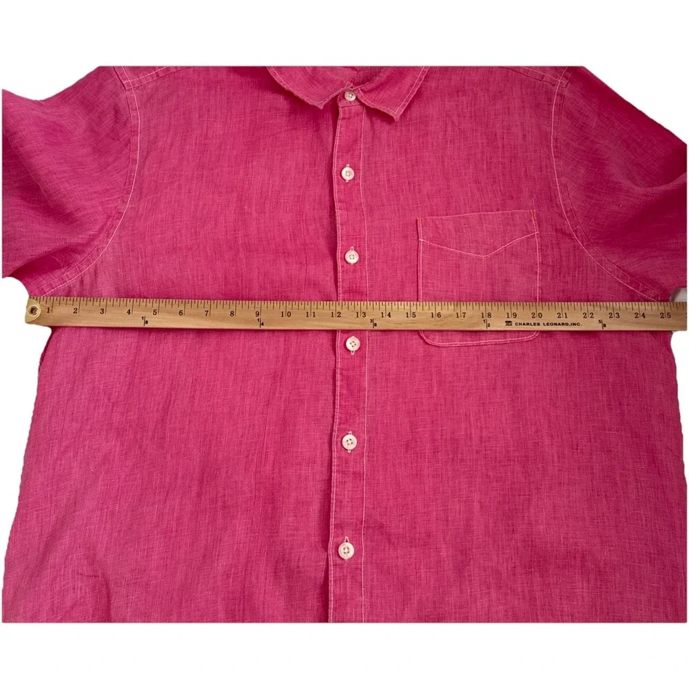TOMMY BAHAMA Shirt Men's XL Pink Chambray 100% Linen Long Sleeve Breathable - Picture 10 of 11